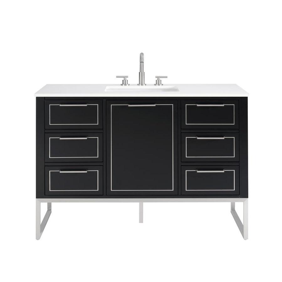 Bemma, Markham 48" Single Vanity, Midnight Black/Brushed Nickel, White Quartz Top#top-options_white-quartz-top