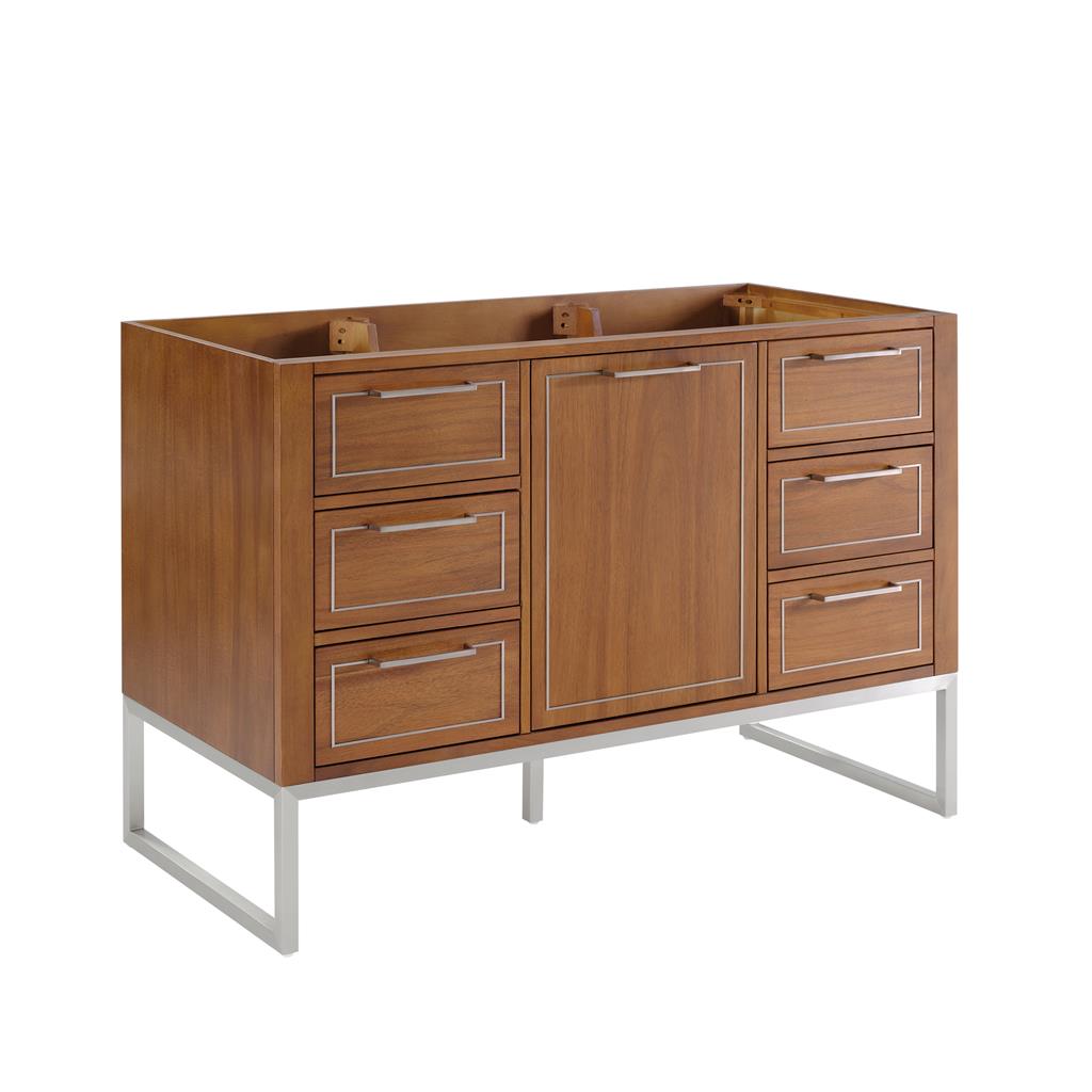 Bemma, Markham 48" Single Vanity, Walnut/Brushed Nickel, White Quartz Top#top-options_white-quartz-top