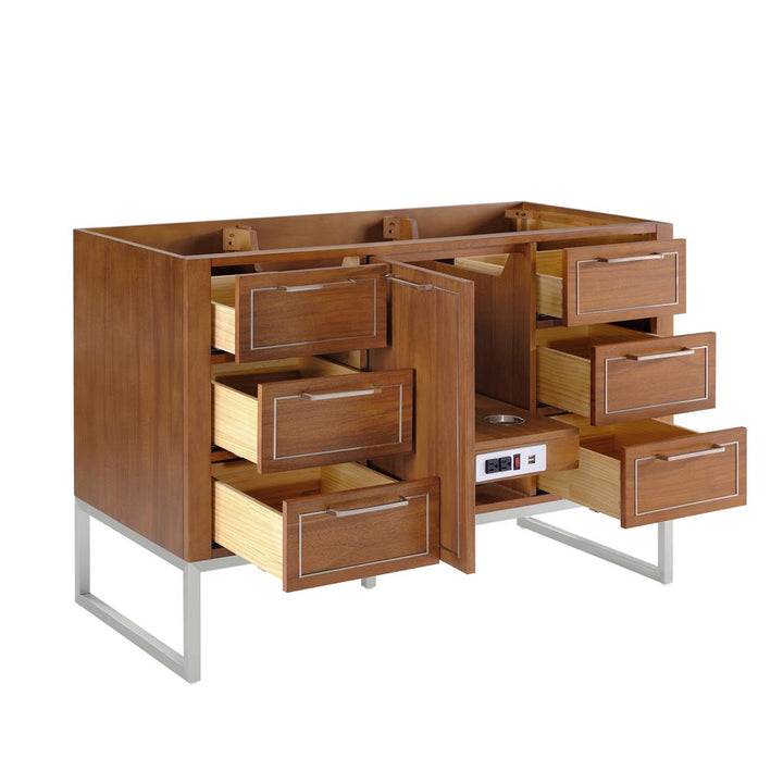 Bemma, Markham 48" Single Vanity, Walnut/Brushed Nickel, White Quartz Top#top-options_white-quartz-top