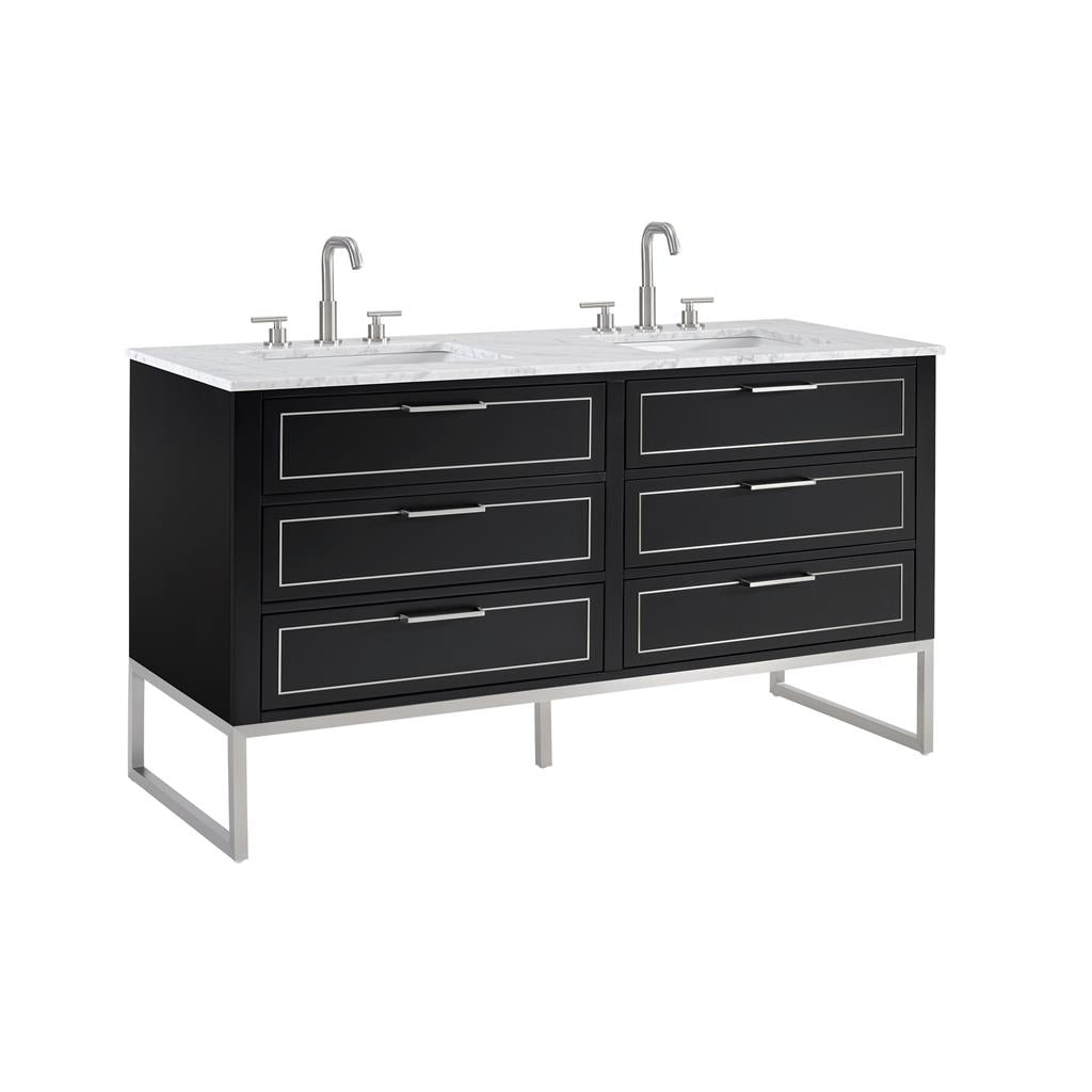 Bemma, Markham 60" Double Vanity, Midnight Black/Brushed Nickel, Carrara Marble Top#top-options_carrara-marble-top