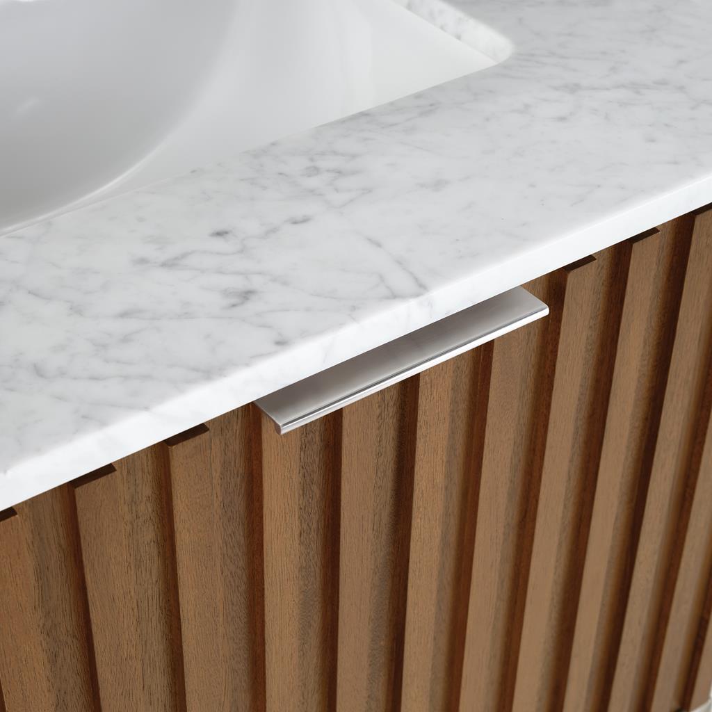 Bemma, Terra 24" Single Vanity, Walnut/Brushed Nickel, Carrara Marble Top#top-options_carrara-marble-top