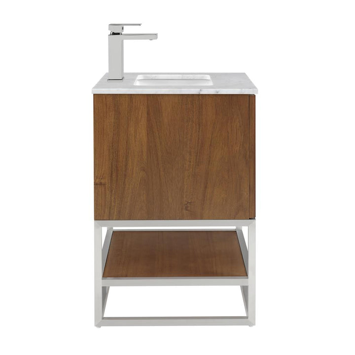 Bemma, Terra 24" Single Vanity, Walnut/Brushed Nickel, Carrara Marble Top#top-options_carrara-marble-top
