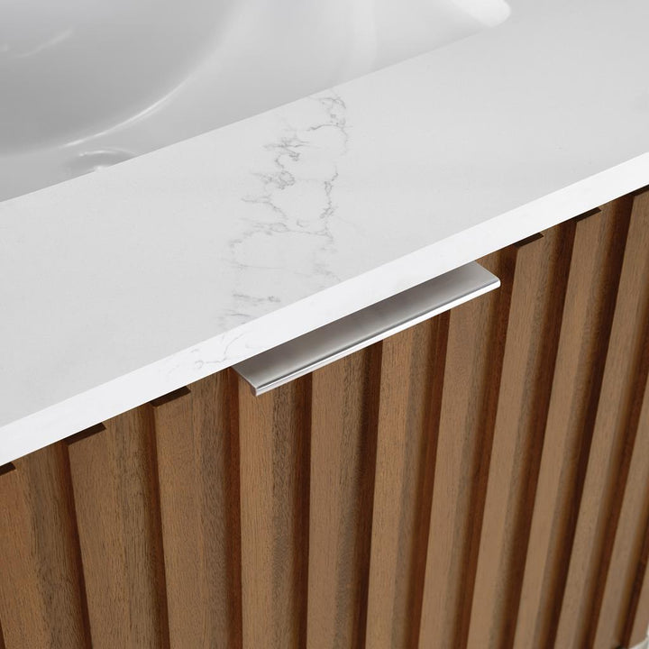 Bemma, Terra 24" Single Vanity, Walnut/Brushed Nickel, Calacatta Quartz Top#top-options_calacatta-quartz-top