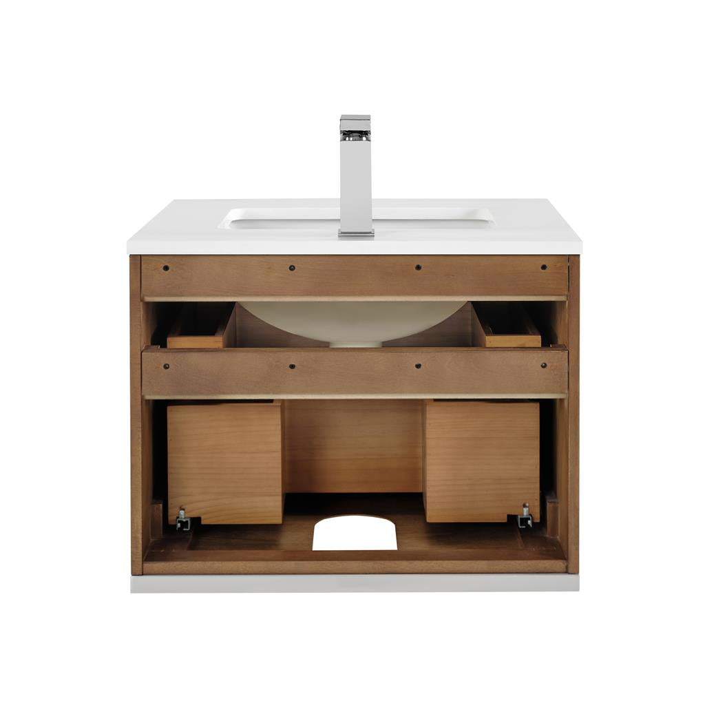 Bemma, Terra 24" Single Floating Vanity, Walnut/Brushed Nickel, White Quartz Top#top-options_white-quartz-top