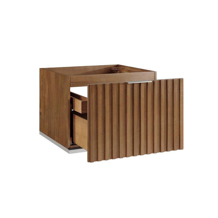 Bemma, Terra 24" Single Floating Vanity, Walnut/Brushed Nickel, White Quartz Top#top-options_white-quartz-top