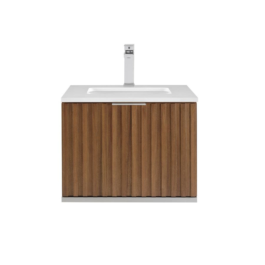 Bemma, Terra 24" Single Floating Vanity, Walnut/Brushed Nickel, White Quartz Top#top-options_white-quartz-top