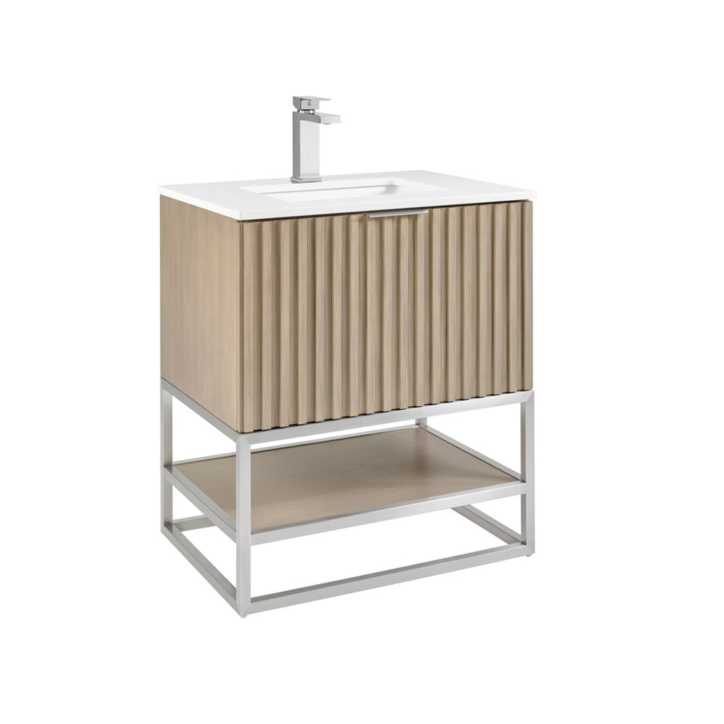 Bemma, Terra 30" Single Vanity, Cashmere Grey/Brushed Nickel, White Quartz Top#top-options_white-quartz-top