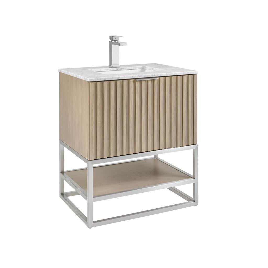 Bemma, Terra 30" Single Vanity, Cashmere Grey/Brushed Nickel, Carrara Marble Top#top-options_carrara-marble-top