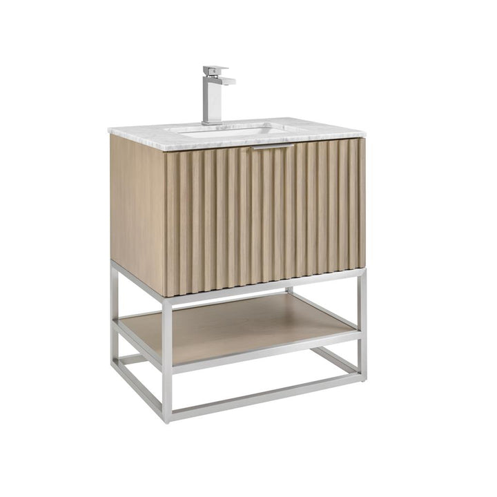 Bemma, Terra 30" Single Vanity, Cashmere Grey/Brushed Nickel, Carrara Marble Top#top-options_carrara-marble-top