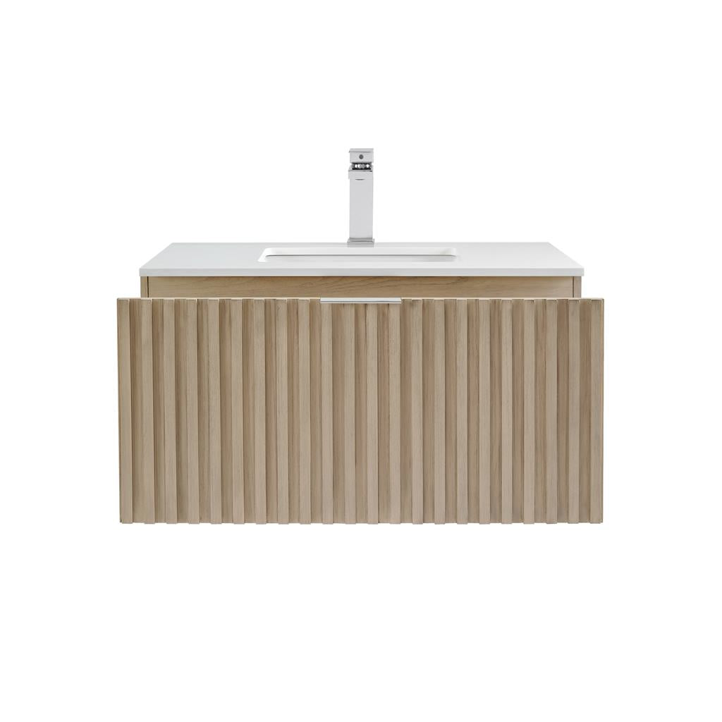 Bemma, Terra 36" Single Floating Vanity, Cashmere Grey/Brushed Nickel, White Quartz Top#top-options_white-quartz-top