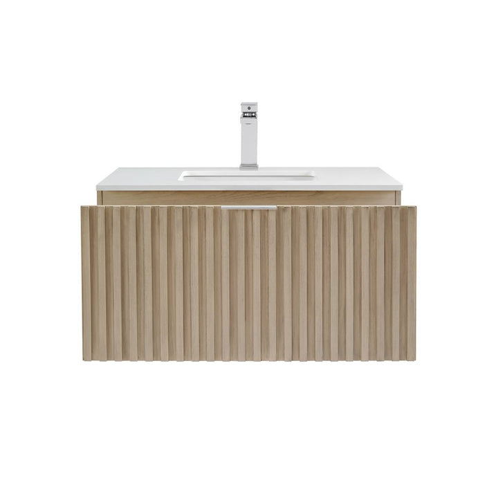 Bemma, Terra 36" Single Floating Vanity, Cashmere Grey/Brushed Nickel, White Quartz Top#top-options_white-quartz-top