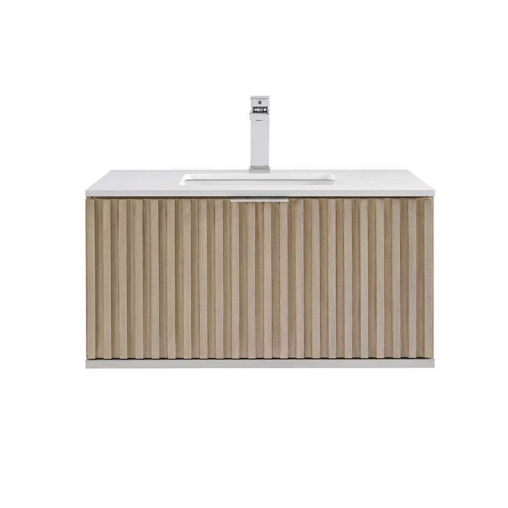 Bemma, Terra 36" Single Floating Vanity, Cashmere Grey/Brushed Nickel, White Quartz Top#top-options_white-quartz-top