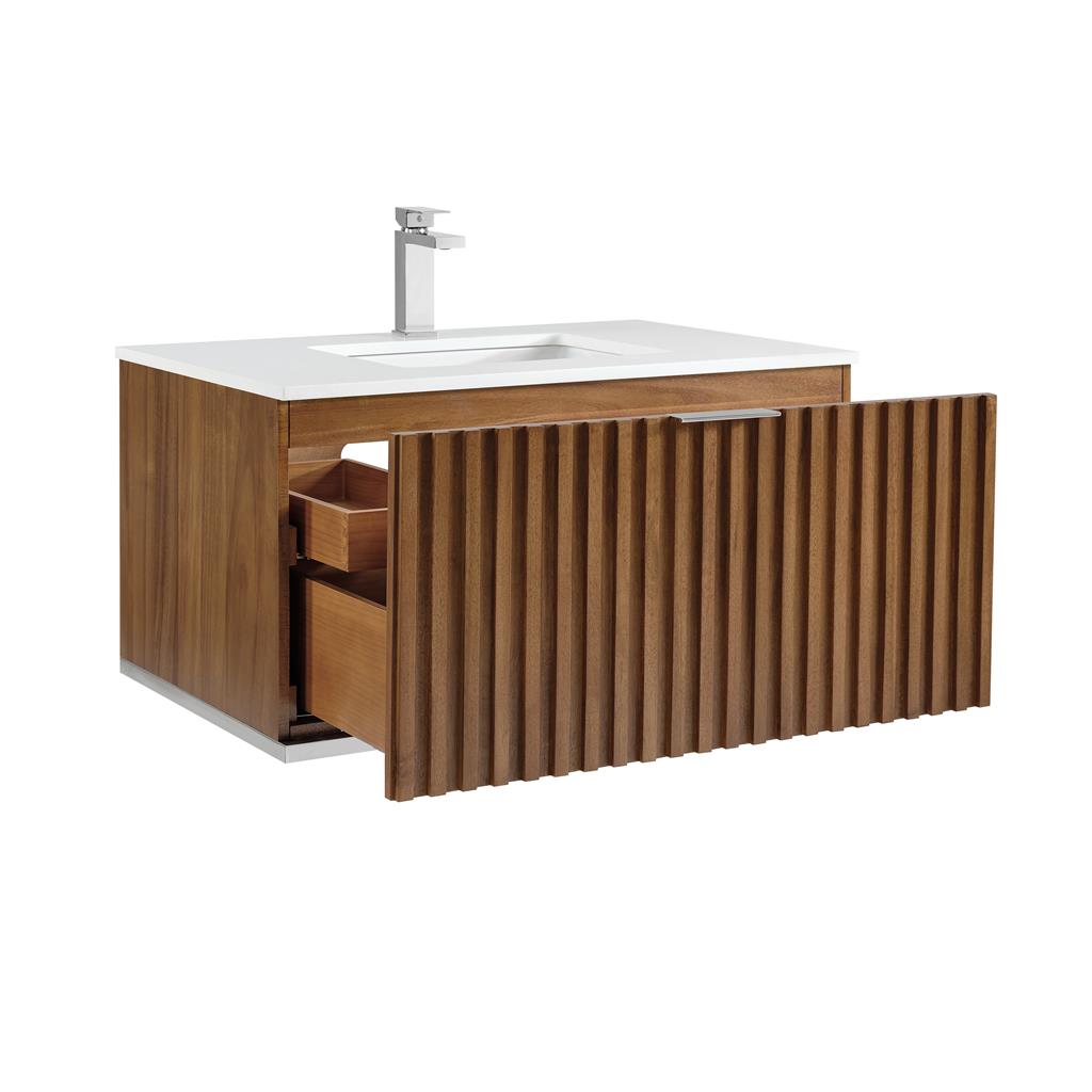 Bemma, Terra 36" Single Floating Vanity, Walnut/Brushed Nickel, White Quartz Top#top-options_white-quartz-top