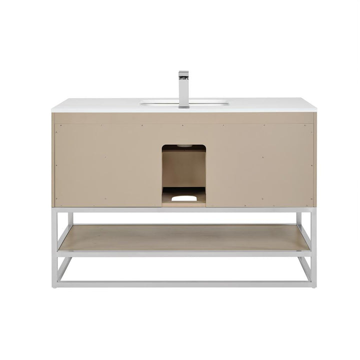 Bemma, Terra 48" Single Vanity, Cashmere Grey/Brushed Nickel, White Quartz Top#top-options_white-quartz-top