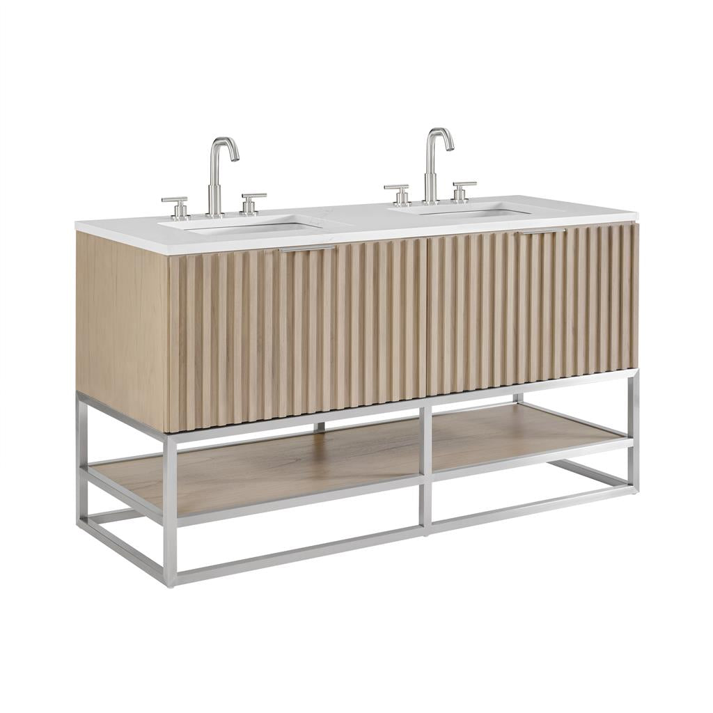 Bemma, Terra 60" Double Vanity, Cashmere Grey/Brushed Nickel, Calacatta Quartz Top#top-options_calacatta-quartz-top