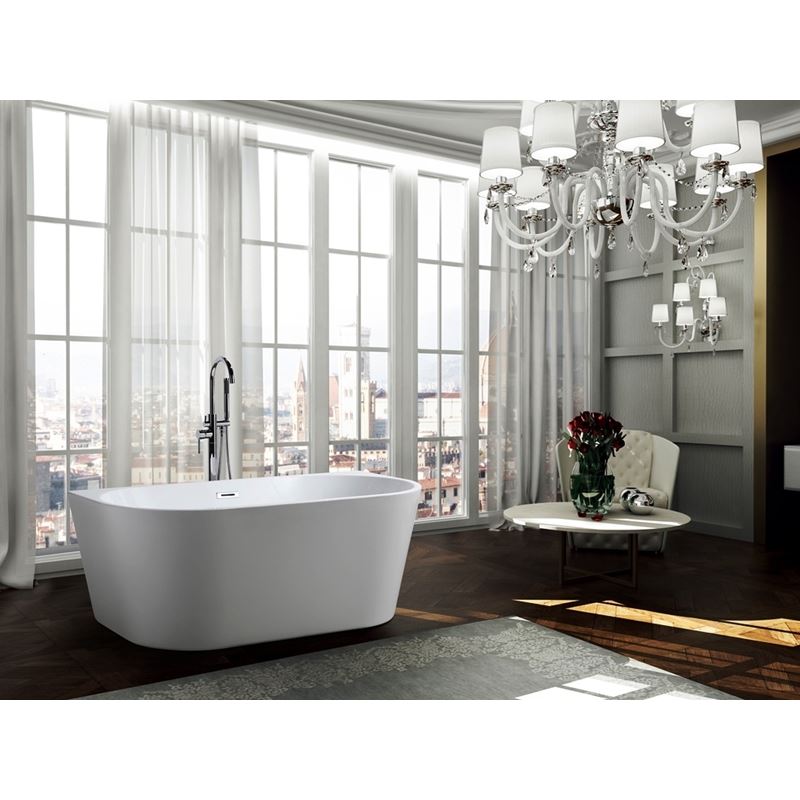 Calabria 59 inch Freestanding Bathtub Glossy White