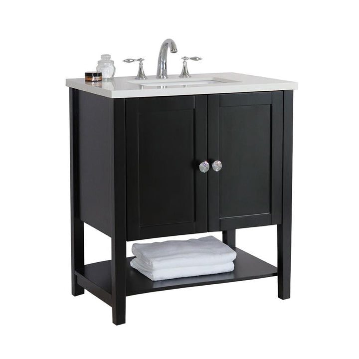 Bellaterra Alina 31" Single Vanity, Espresso, White Quartz Top