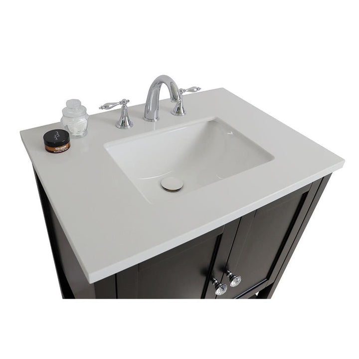 Bellaterra Alina 31" Single Vanity, Espresso, White Quartz Top