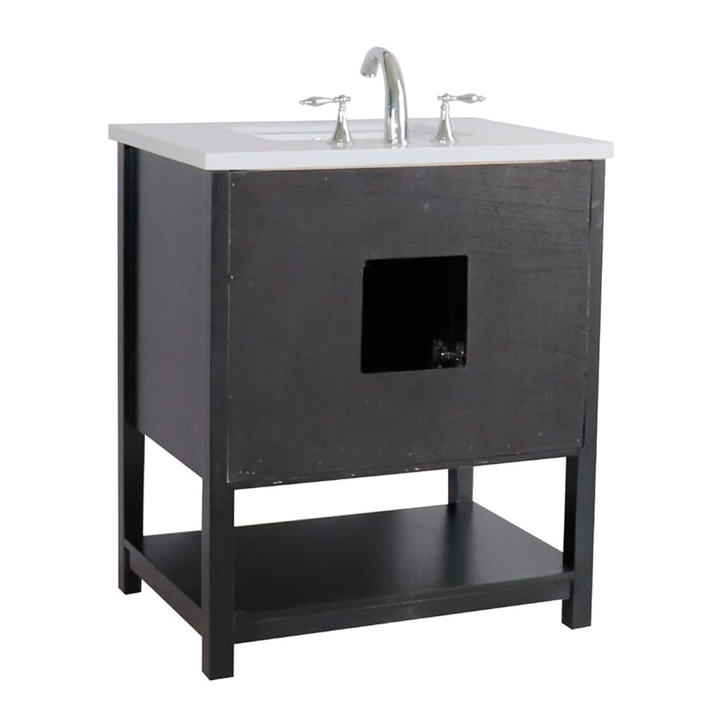 Bellaterra Alina 31" Single Vanity, Espresso, White Quartz Top