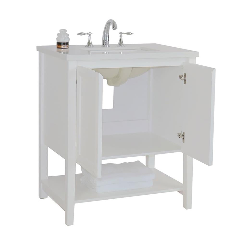 Bellaterra Alina 31" Single Vanity, White Quartz Top