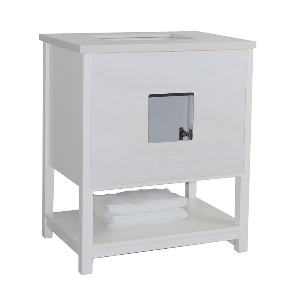 Bellaterra Alina 31" Single Vanity, White Quartz Top