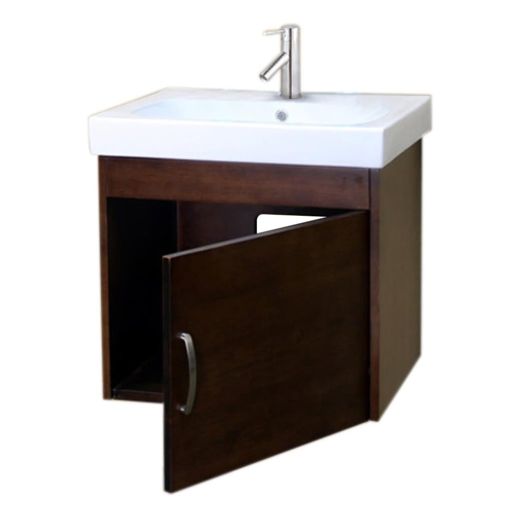 Bellaterra Bellini 24.4" Single Wall Mount Vanity, Walnut