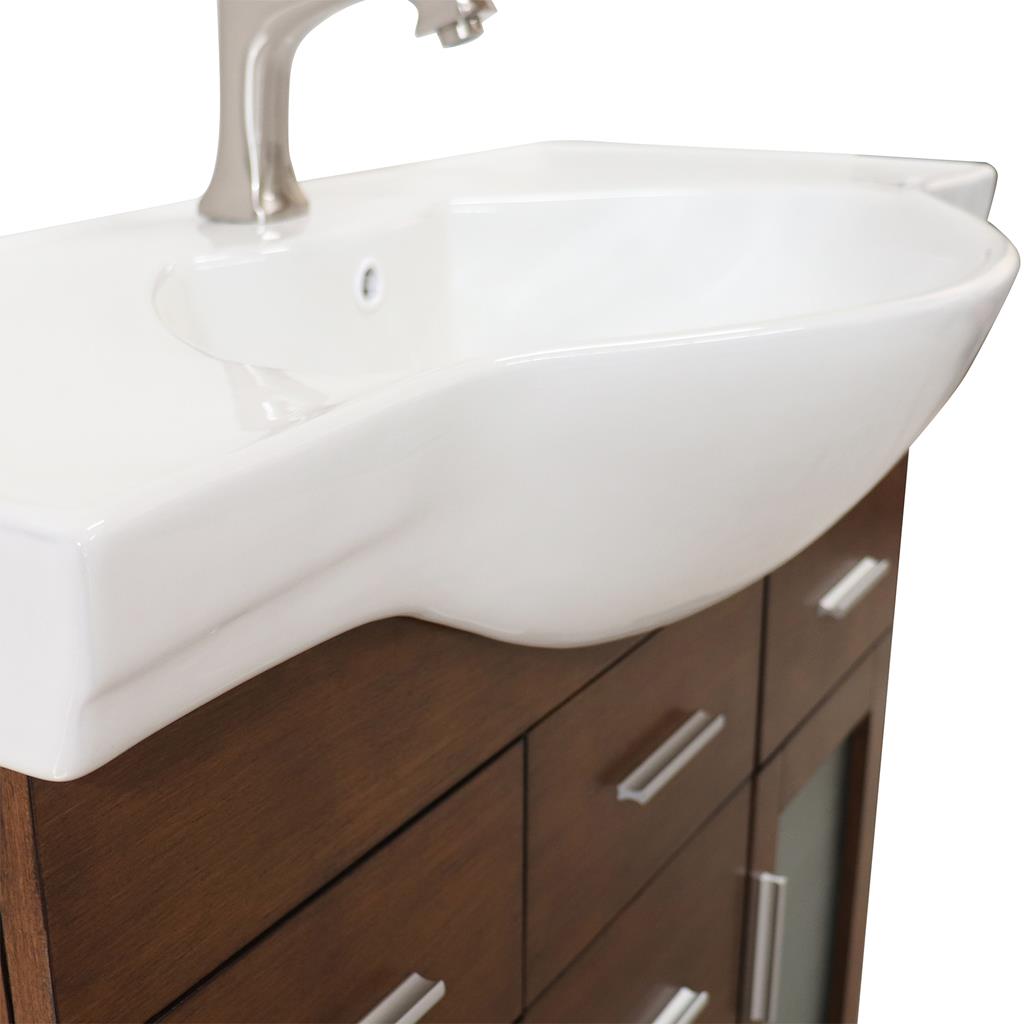 Bellaterra Villa 39.8" Single Vanity, Walnut, 4 Drawers