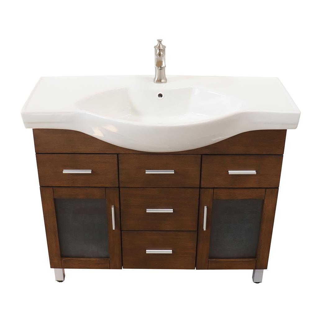 Bellaterra Villa 39.8" Single Vanity, Walnut, 4 Drawers