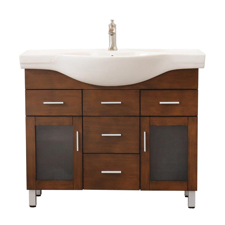 Bellaterra Villa 39.8" Single Vanity, Walnut, 4 Drawers