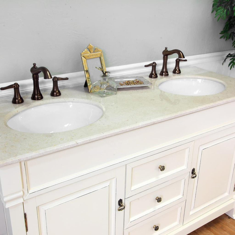 Bellaterra Fabia 60" Double Vanity, Cream White