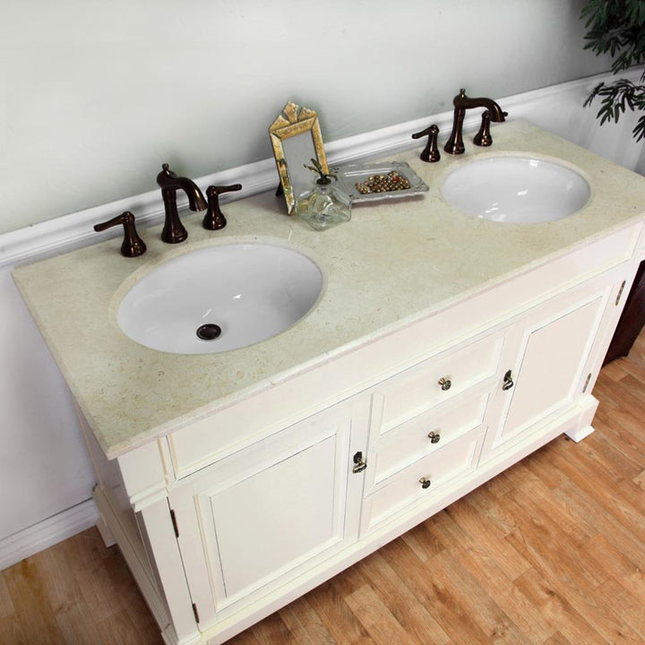 Bellaterra Fabia 60" Double Vanity, Cream White