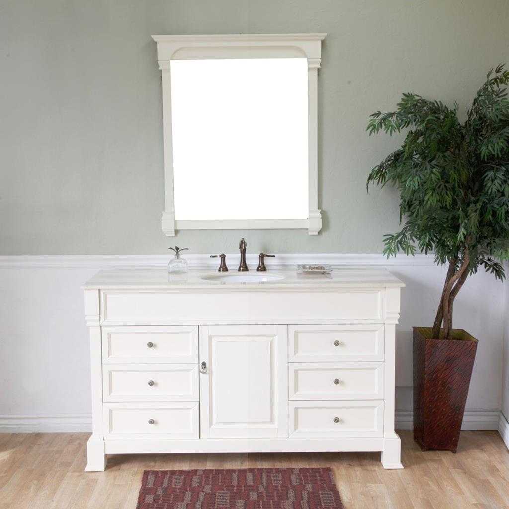 Bellaterra Fabia 60" Single Vanity, Cream White