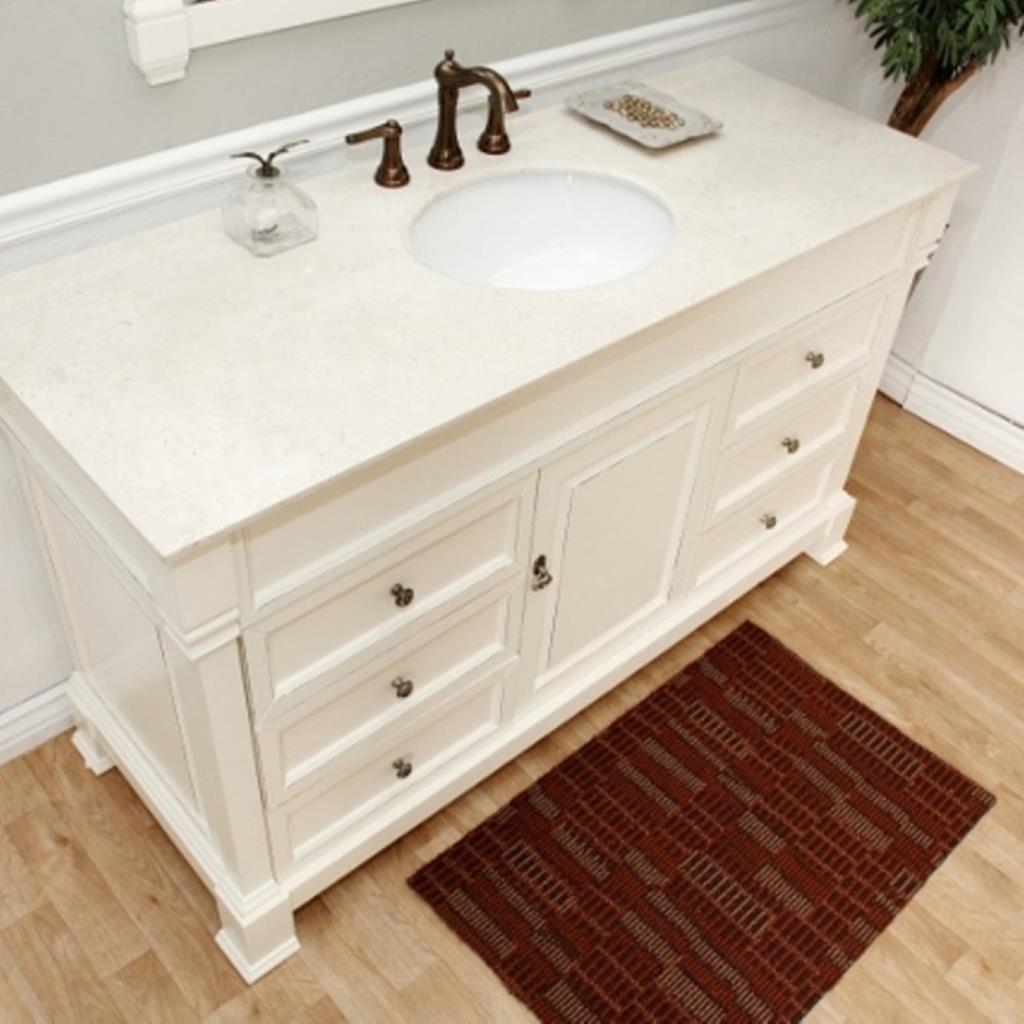 Bellaterra Fabia 60" Single Vanity, Cream White