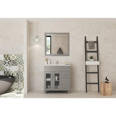 Laviva Nova 32" Grey Bathroom Vanity White Ceramic Basin Top#top-options_white-ceramic-basin-top