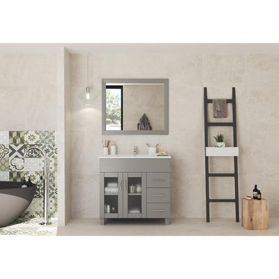 Laviva Nova 36" Grey Bathroom Vanity White Ceramic Basin Top#top-options_white-ceramic-basin-top