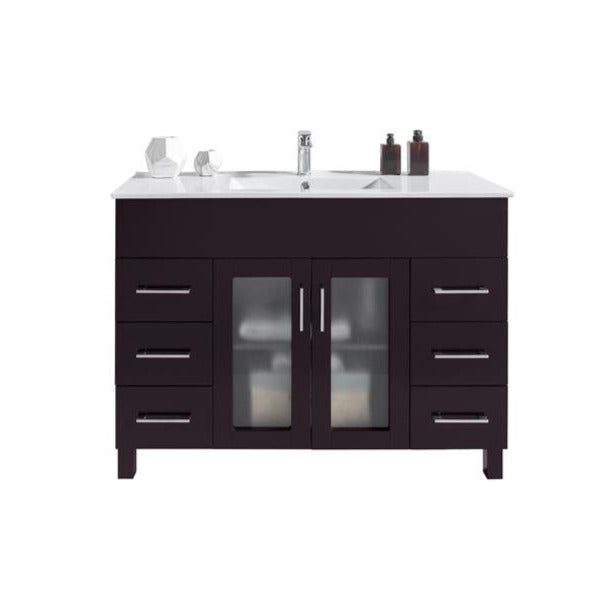 Laviva Nova 48" Brown Bathroom Vanity#top-options_white-ceramic-basin-top