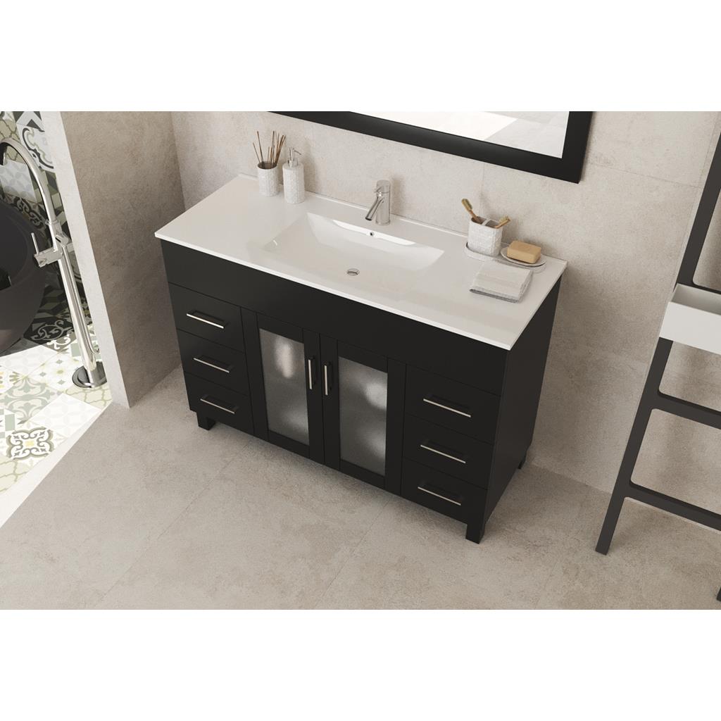 Laviva Nova 48" Espresso Bathroom Vanity#top-options_white-ceramic-basin-top