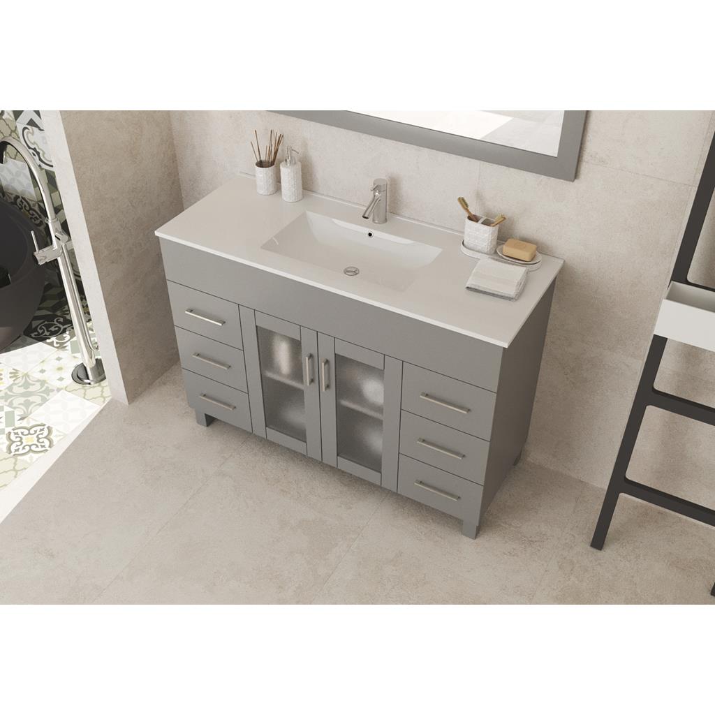 Laviva Nova 48" Grey Bathroom Vanity#top-options_white-ceramic-basin-top