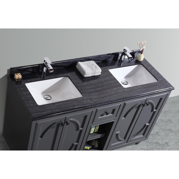 Laviva Odyssey 60" Maple Grey Double Sink Bathroom Vanity#top-options_black-wood-marble-top