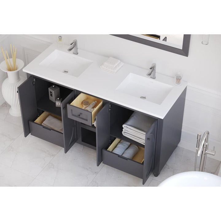 Laviva Odyssey 60" Maple Grey Double Sink Bathroom Vanity#top-options_matte-white-viva-stone-solid-surface-top
