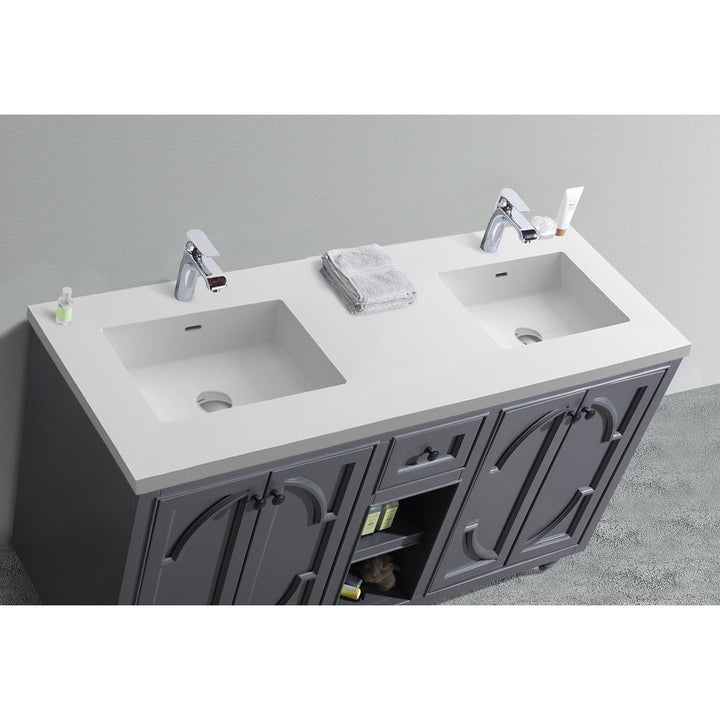 Laviva Odyssey 60" Maple Grey Double Sink Bathroom Vanity#top-options_matte-white-viva-stone-solid-surface-top