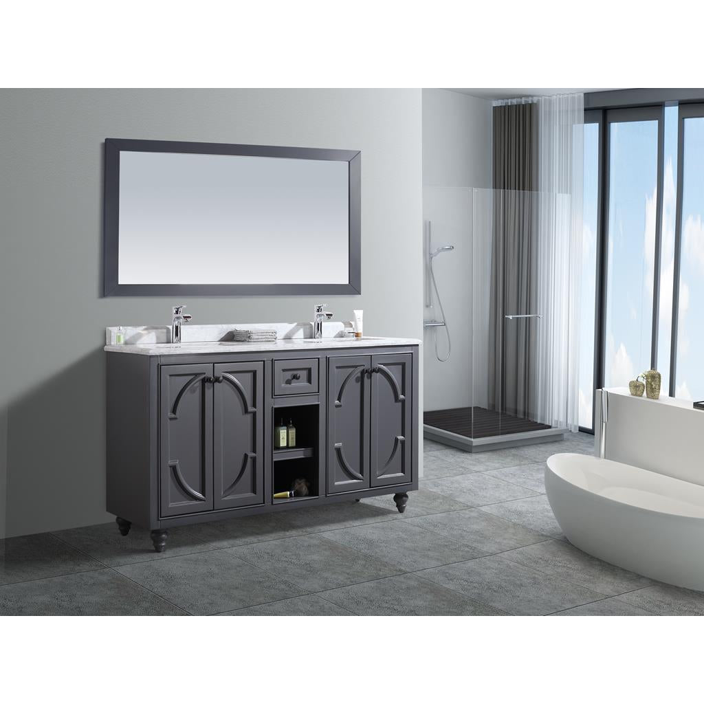 Laviva Odyssey 60" Maple Grey Double Sink Bathroom Vanity#top-options_white-carrara-marble-top