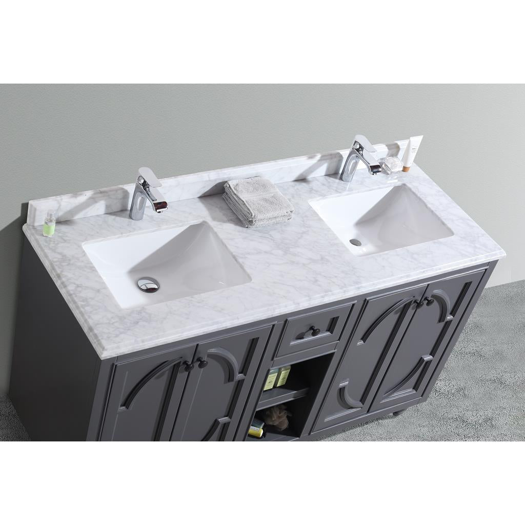Laviva Odyssey 60" Maple Grey Double Sink Bathroom Vanity#top-options_white-carrara-marble-top