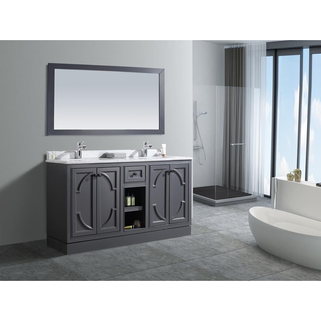 Laviva Odyssey 60" Maple Grey Double Sink Bathroom Vanity#top-options_white-stripes-marble-top