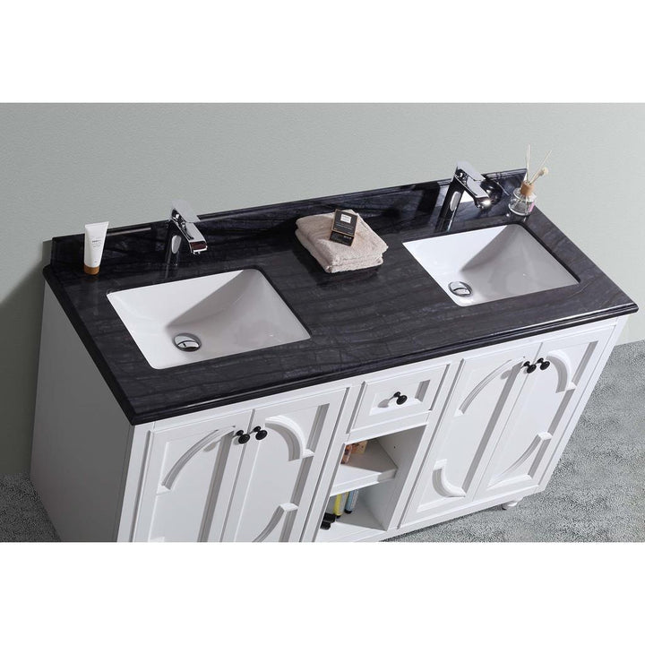 Laviva Odyssey 60" White Double Sink Bathroom Vanity#top-options_black-wood-marble-top