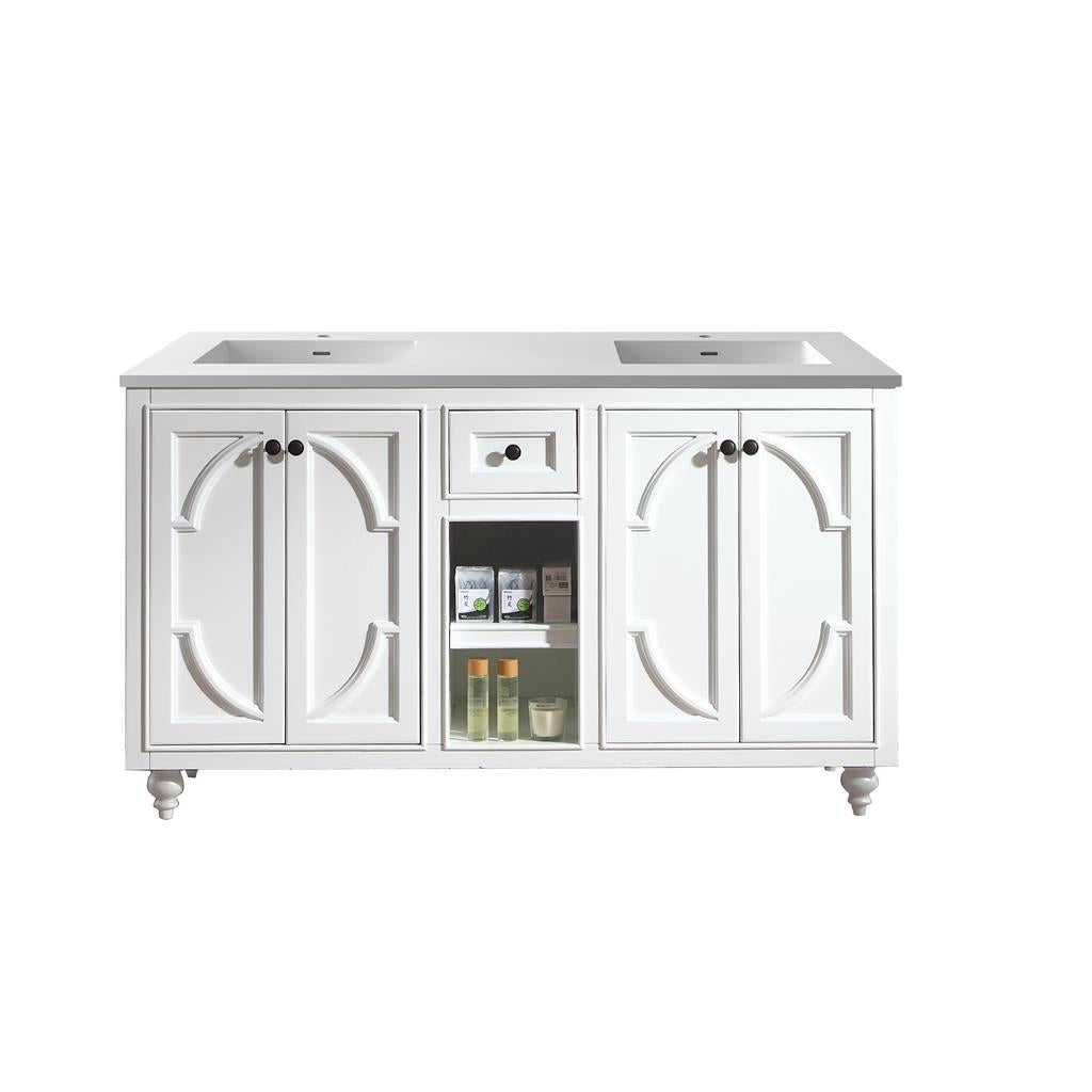 Laviva Odyssey 60" White Double Sink Bathroom Vanity#top-options_matte-white-viva-stone-solid-surface-top