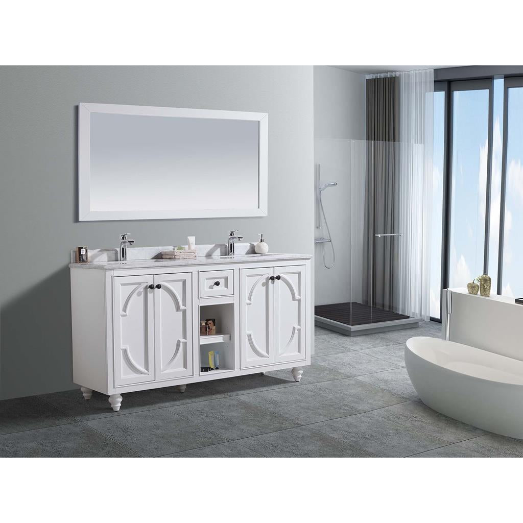 Laviva Odyssey 60" White Double Sink Bathroom Vanity#top-options_white-carrara-marble-top