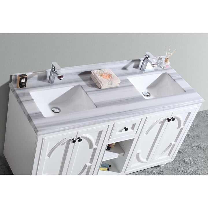 Laviva Odyssey 60" White Double Sink Bathroom Vanity#top-options_white-stripes-marble-top