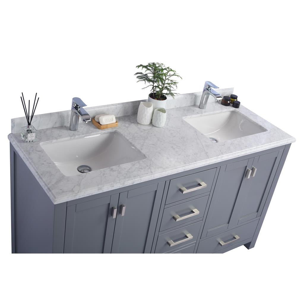Laviva Wilson 60" Grey Double Sink Bathroom Vanity#top-options_white-carrara-marble-top