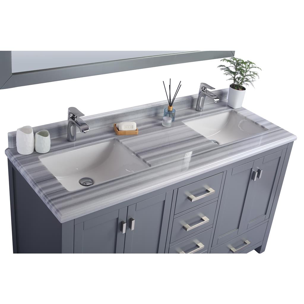 Laviva Wilson 60" Grey Double Sink Bathroom Vanity#top-options_white-stripes-marble-top